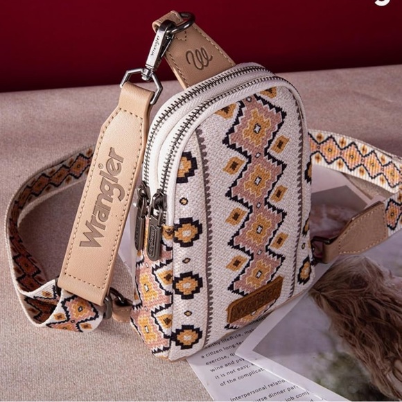 Wrangler Handbags - Wrangler Aztec Sling Bag Southwest Crossbody Bags Trendy Chest Bag